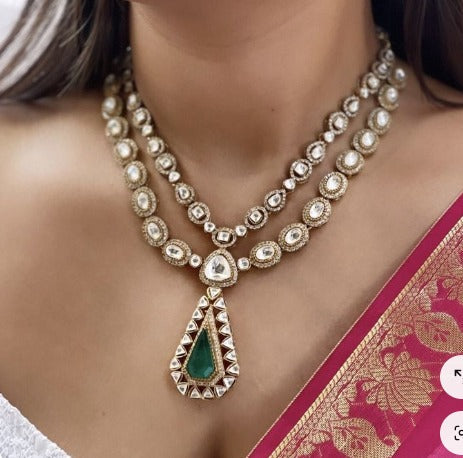 Indian Ethnic Polki Kundan Necklace Earrings Set For Wedding | Kundan Jewelry | Indian Jewelry