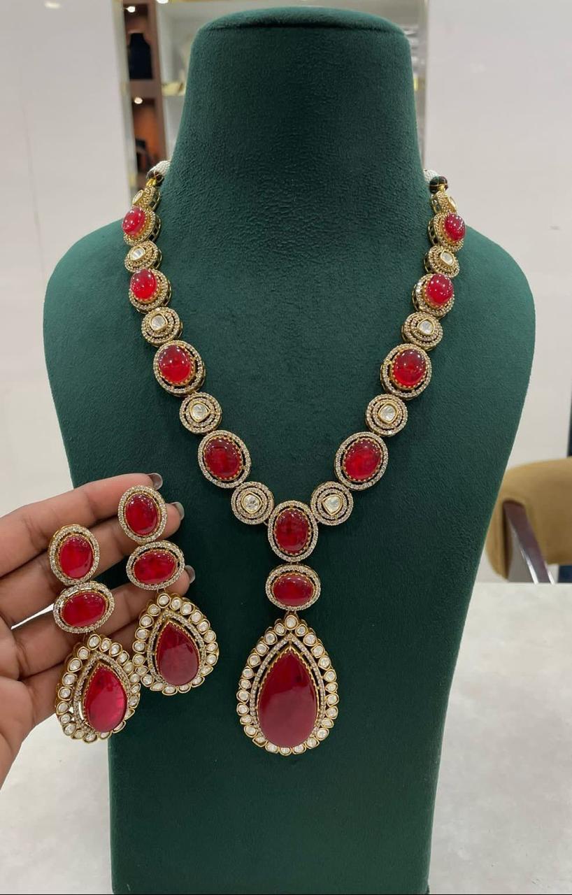 Indian Statement Polki Kundan Necklace Earrings Set | Kundan Jewelry | Indian Jewelry