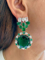 Bridal Wedding Silver Plated CZ AD Beaded Choker Earring Indian Jewelry Set