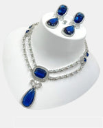 Celestial Blue American Diamond Gem Necklace Jewelry Set