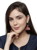Black & Gold-Plated Circular Jhumkas Hoop Earrings For Girls & Women - Libasaa