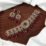 Stylish Victorian Kundan Choker Earrings Set For Wedding - Kundan Choker Set Indian Jewelry