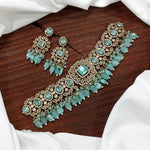 Stylish Victorian Kundan Choker Earrings Set For Wedding - Kundan Choker Set Indian Jewelry