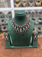 Bollywood Inspired AD Choker Earring Set - Celebrity Inspired CZ Choker Set