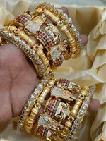 Indian Meenakari Jaipuri Golden Kada Bracelet Set For Wedding