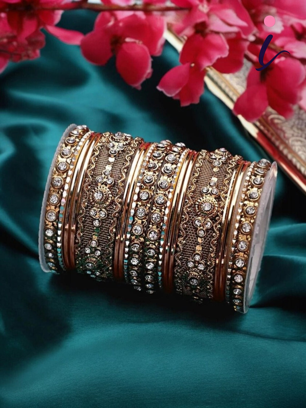 Indian Gold Bangles Set with Multicolor Bangles | Traditional Wedding Bridal Bangle Collection for Women