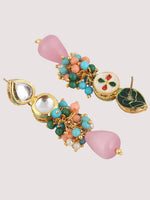 White & Green Kundan Studded & Beaded 18K Gold Plated Handcrafted Jewellery Set - Libasaa