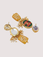 White & Yellow Gold-plated Kundan-Studded & Beaded Jewellery Set - Libasaa