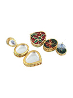 White Gold-Plated Kundan Studded Jewellery Set - Libasaa