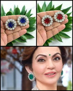 Royal Crystal Floral Stud Earrings – Celebrity Inspired | Indian Jewellery Earrings Set