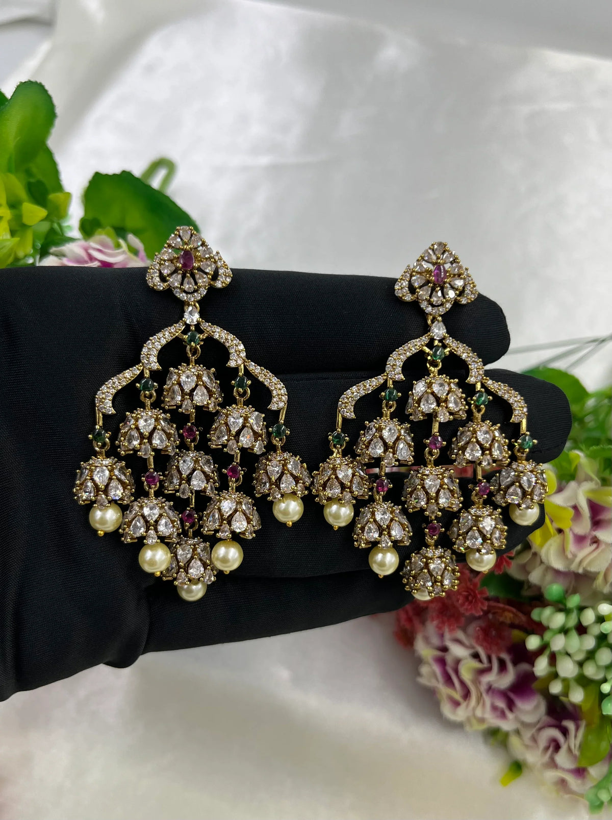 Victorian Elegance Premium AD Earrings – Timeless Vintage Charm