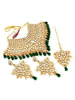 Green Gold-Plated & Kundan-Studded Jewellery Set - Libasaa