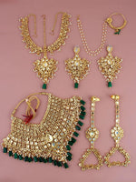Green Gold-Plated Crystal Stone Studded Bridal Jewellery Set - Libasaa