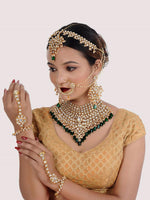 Green Gold-Plated Crystal Stone Studded Bridal Jewellery Set - Libasaa