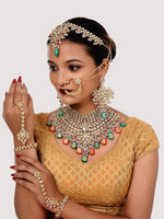 Multi 18K Gold-Plated Kundan-Studded & Beaded Bridal Jewellery Set - Libasaa