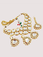 White Gold-plated Kundan-Studded Jewellery Set - Libasaa