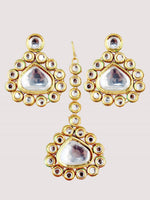 White Gold-plated Kundan-Studded Jewellery Set - Libasaa