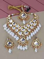 White 18K Gold-Plated Kundan Jewellery Set - Libasaa