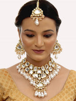 White 18K Gold-Plated Kundan Jewellery Set - Libasaa