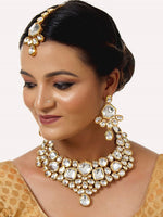 White 18K Gold-Plated Kundan Studded Choker Jewellery Set - Libasaa