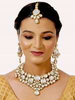 White 18K Gold-Plated Kundan Studded Choker Jewellery Set - Libasaa