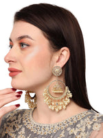 White Gold Beads Bridal Earrings with topaz and pearl Friendship Gift For Girls and Women - Libasaa