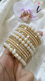 Elegant Bridal Golden Pearl Bangles AD Bollywood Weddings Inspired