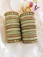 Rich Texture Multicolor Bangle Set with Stone Work, Traditional Indian Bridal Bangles, Designer Wedding Jewelry for Women