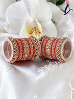 Green Silk Thread Stone Bangle Set for Both Hands, Traditional Indian Bridal Bangles, Designer Wedding Jewelry for Women