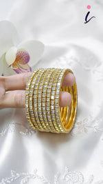 Gold Plated Gemstone Bangles Stack Set for Women | Traditional Indian Wedding Jewellery | Ethnic Bridal & Party Wear Bangles