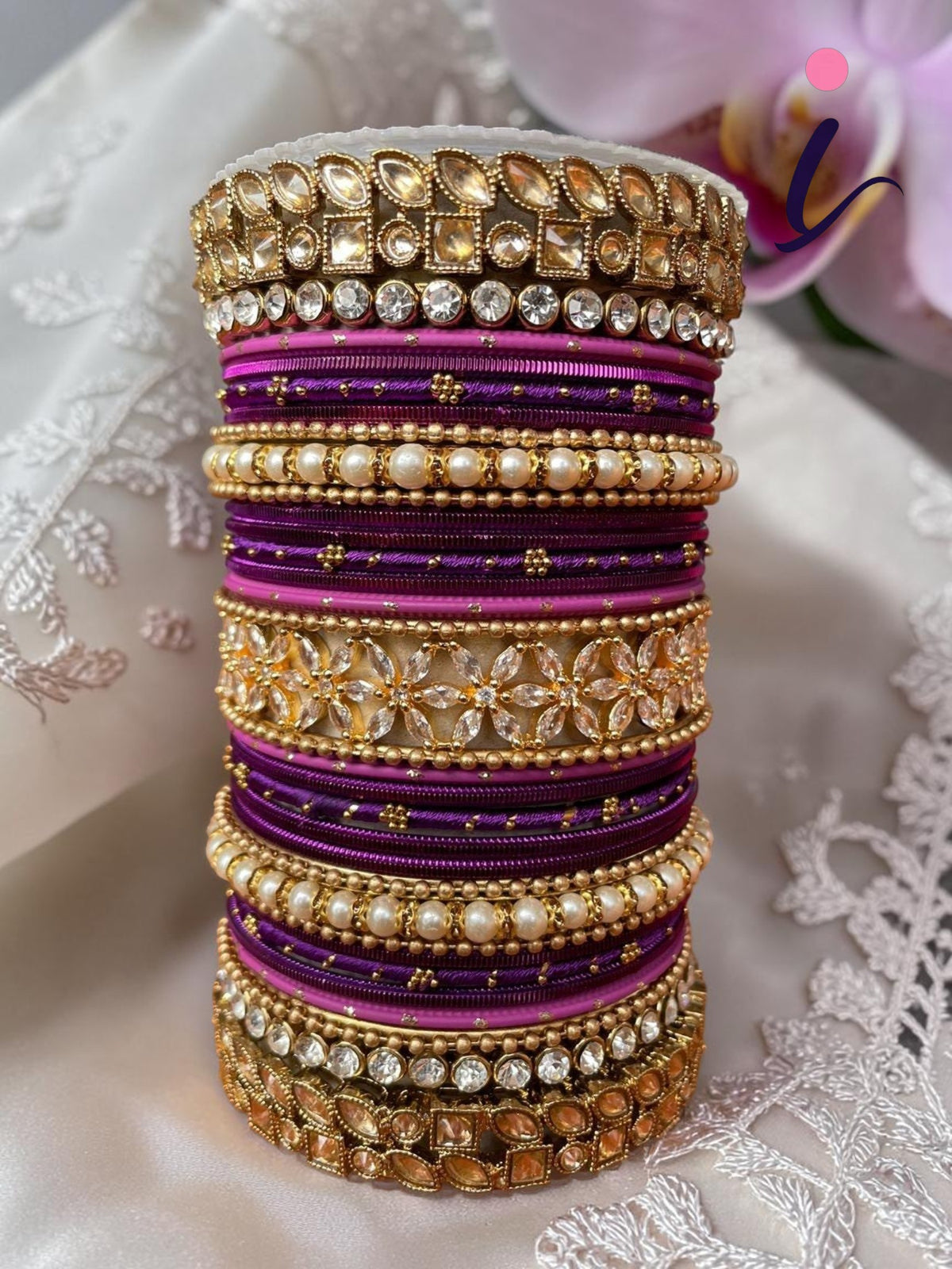 Indian Bridal Bangle Set with Stones & Pearl Work for Women | Traditional Wedding Designer Bangles Collection
