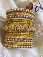 Indian Pearl Bangles Set with Stone Work Kada for Women | Bridal Wedding Designer Bangle Collection | Sizes 2.4, 2.6, 2.8, 2.10