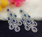 Indian Ethnic AD CZ Layered Silver Plated Earring Set For Wedding Indian Jewelry