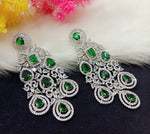 Indian Ethnic AD CZ Layered Silver Plated Earring Set For Wedding Indian Jewelry
