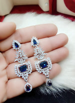 Silver Plated Floral Design CZ Indian Earring Set For Wedding