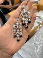 Indian Multi Layered AD CZ Silver Plated Bridal Earring Set