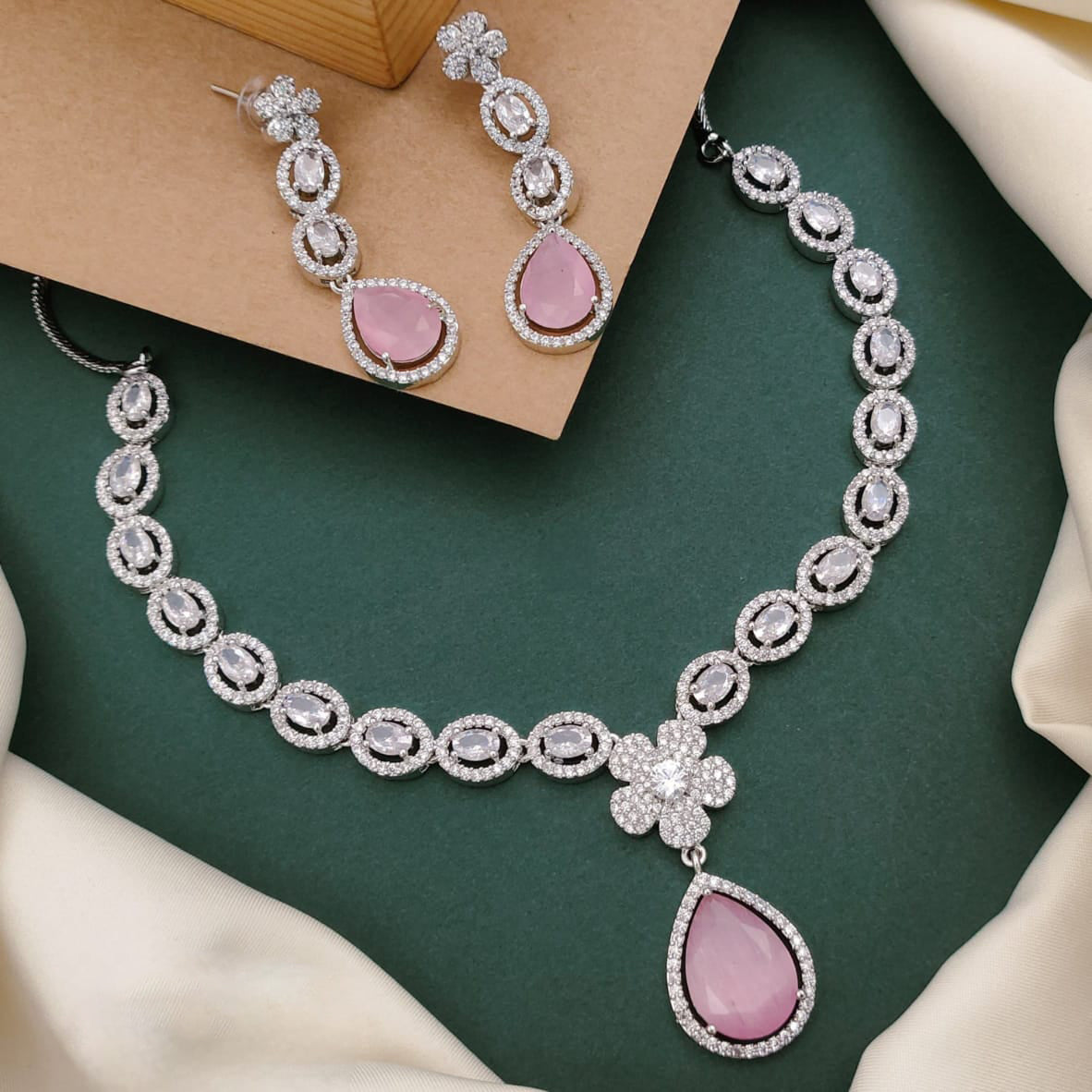 TearDrop American Diamond Kundan Necklace Earrings Set | Kundan Jewelry | Indian Jewelry | Pakistani Necklace Set | Traditional Jewelry | Polki Necklace