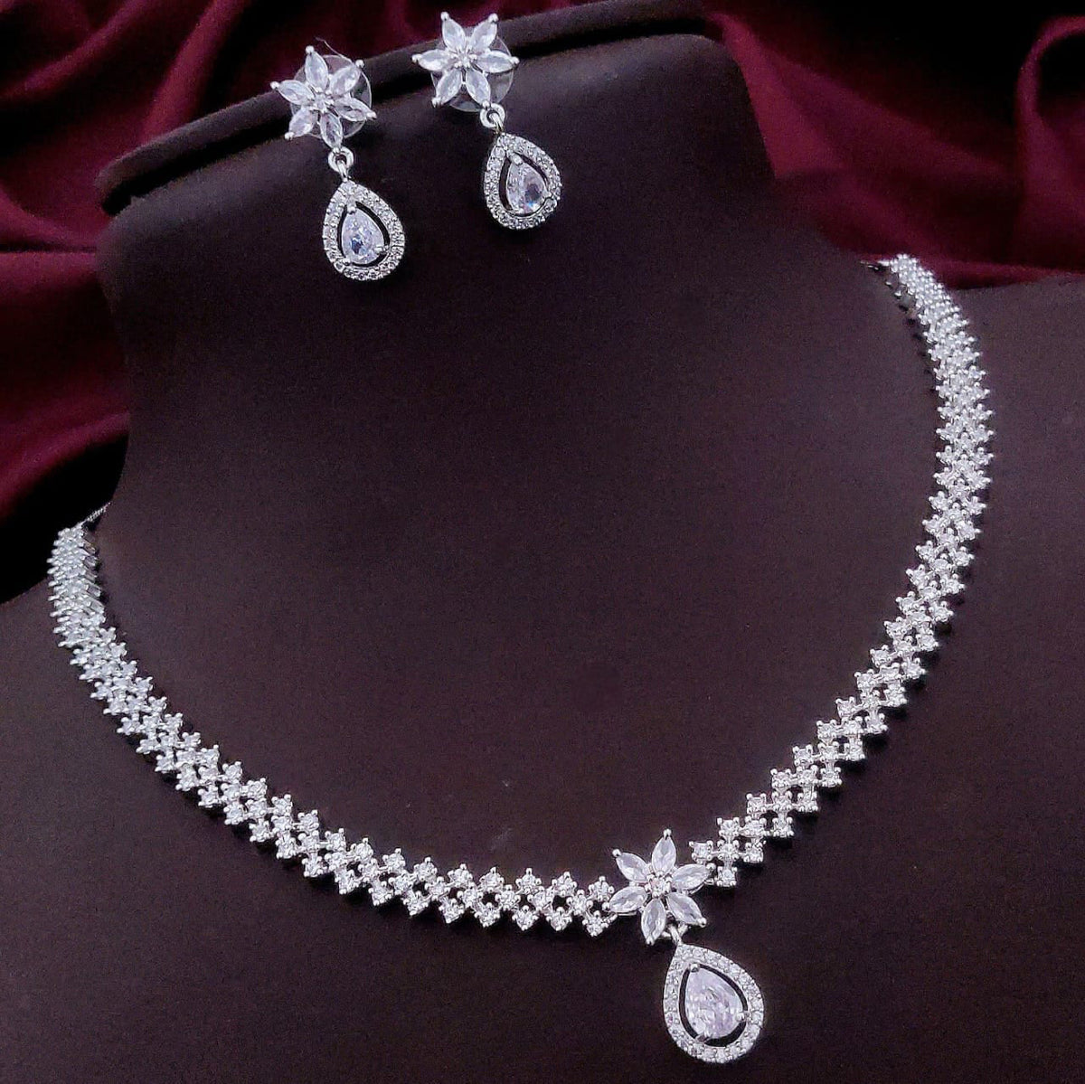 Pakistani Floral AD Kundan Choker Earrings Set | Kundan Jewelry | AD Jewelry | Pakistani Choker Set | Traditional Jewelry