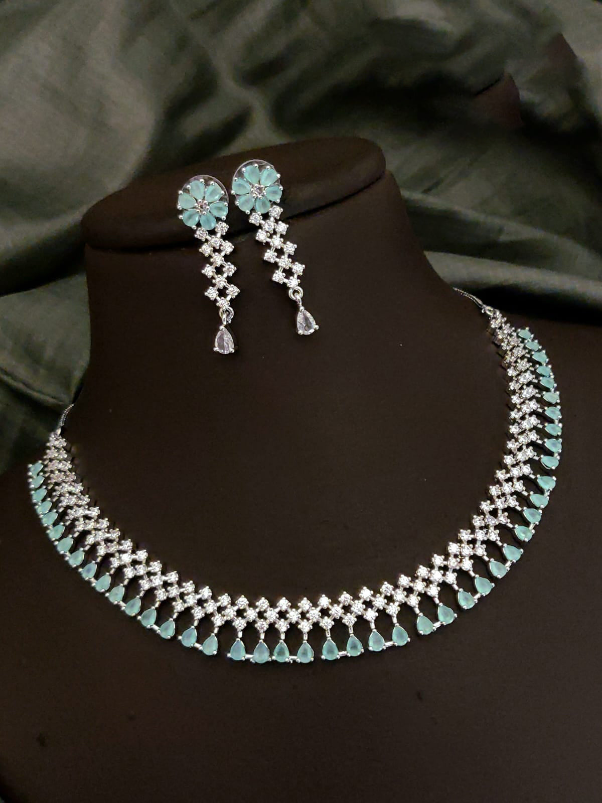 Traditional Floral Inspired AD Choker Earrings Set For Wedding | Kundan Jewelry | AD Jewelry | Indian Jewelry | Traditional Jewelry