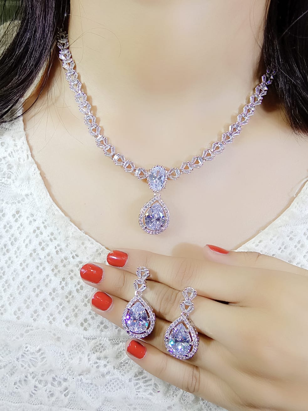 Bollywood Inspired Statement AD Necklace Earrings Set | Kundan Jewelry | AD Jewelry | Pakistani Jewelry | Traditional Jewelry