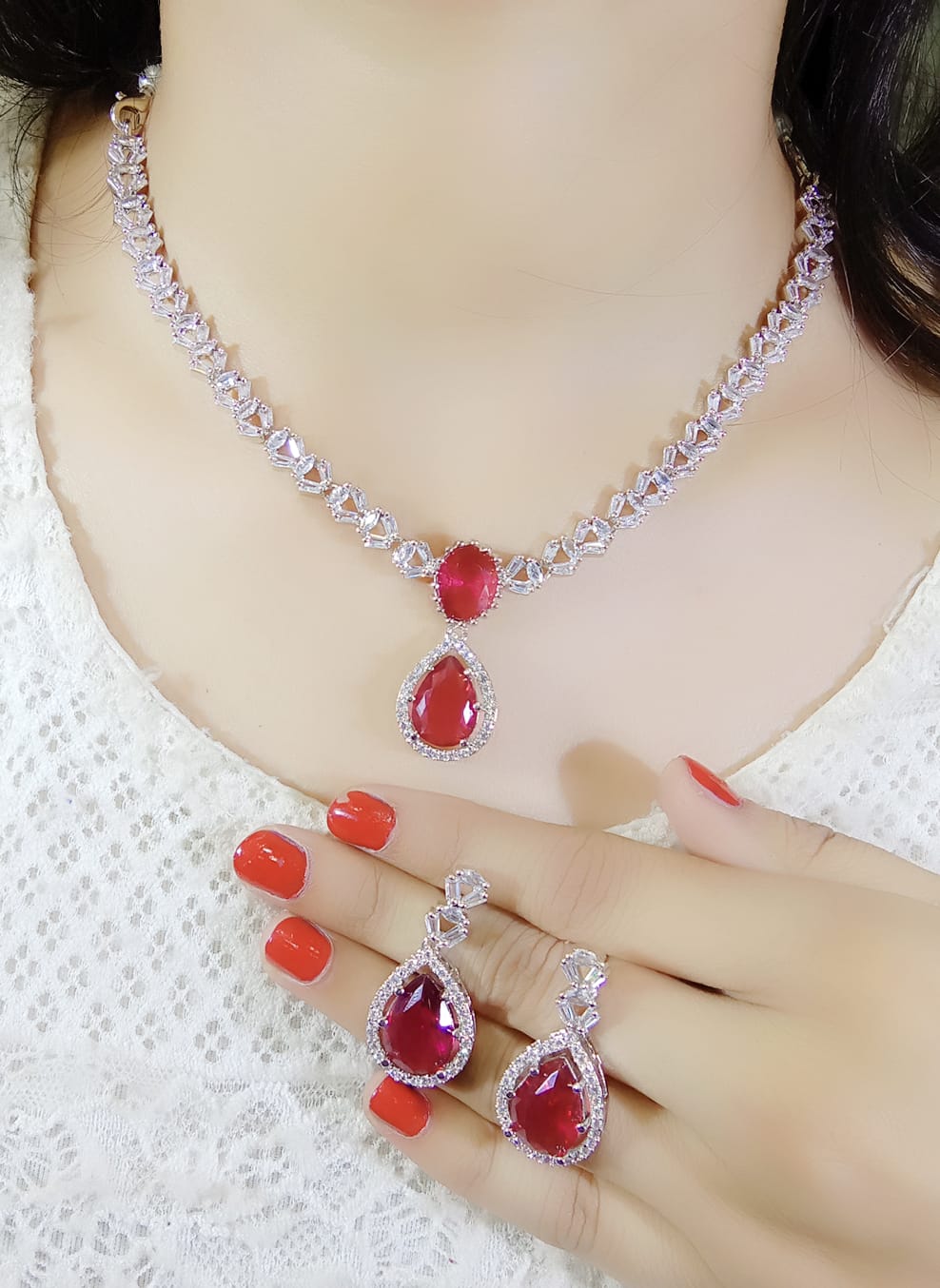 Bollywood Inspired Statement AD Necklace Earrings Set | Kundan Jewelry | AD Jewelry | Pakistani Jewelry | Traditional Jewelry