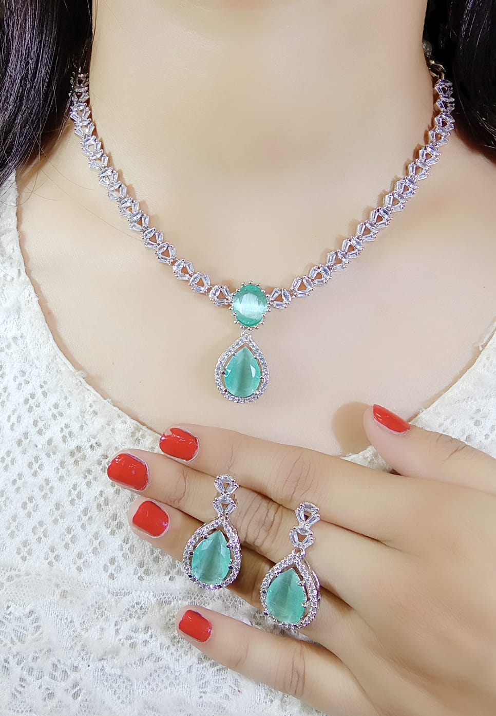 Bollywood Inspired Statement AD Necklace Earrings Set | Kundan Jewelry | AD Jewelry | Pakistani Jewelry | Traditional Jewelry