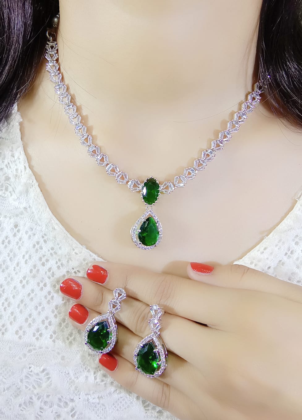 Bollywood Inspired Statement AD Necklace Earrings Set | Kundan Jewelry | AD Jewelry | Pakistani Jewelry | Traditional Jewelry