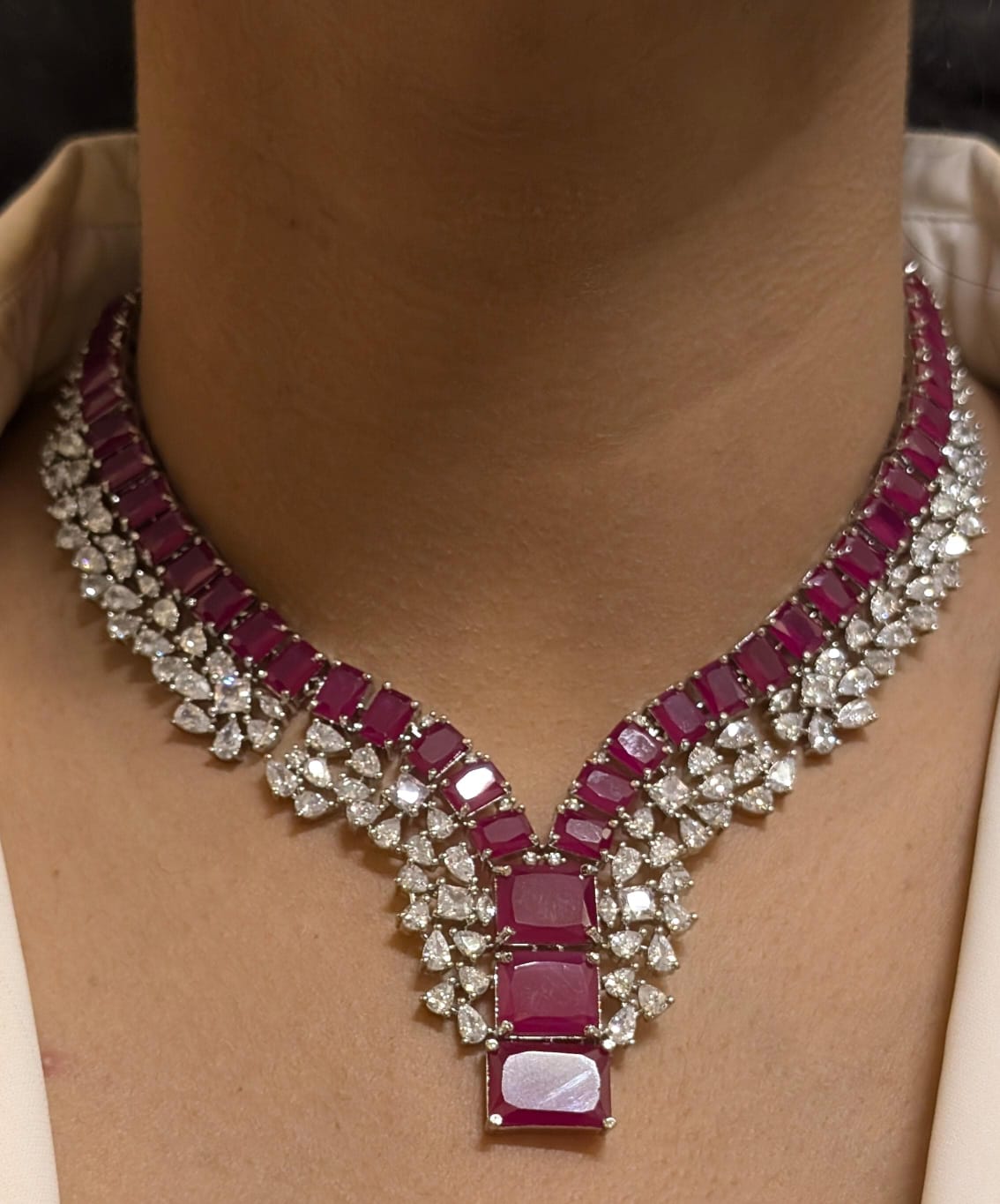 Ethnic Square Shaped AD Necklace Earrings Set | Kundan Jewelry | AD Jewelry | Pakistani Jewelry | Traditional Jewelry