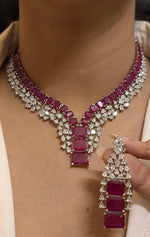 Ethnic Square Shaped AD Necklace Earrings Set | Kundan Jewelry | AD Jewelry | Pakistani Jewelry | Traditional Jewelry