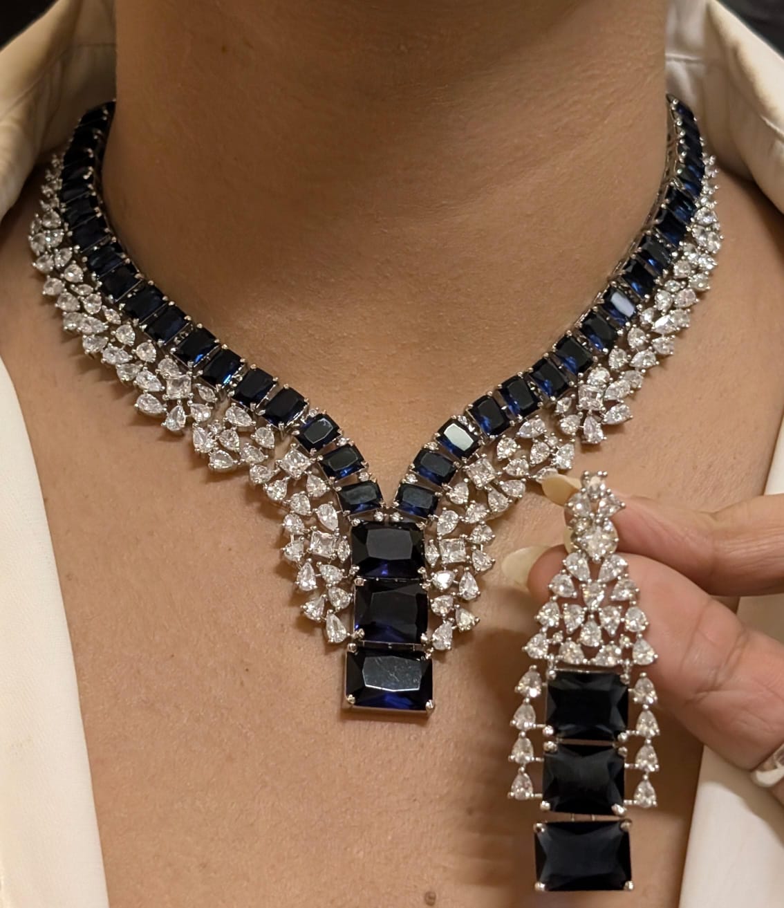 Ethnic Square Shaped AD Necklace Earrings Set | Kundan Jewelry | AD Jewelry | Pakistani Jewelry | Traditional Jewelry