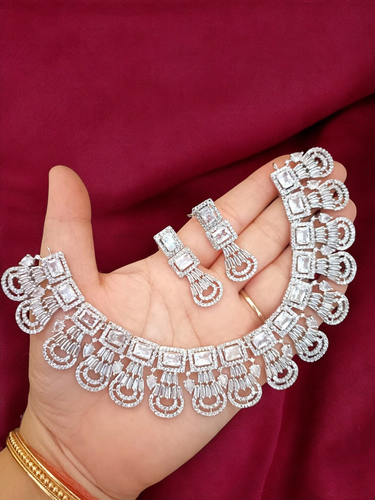 Bollywoof Inspired American Diamond Choker Earrings Set | Kundan Jewelry | AD Jewelry | Indian Jewelry | Traditional Jewelry