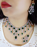 Silver Toned Bridal AD Choker For Wedding - Kundan Choker Set Indian Jewelry