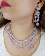 Pakistani Multilayer Silver Finish CZ Choker Earrings Maangtikka Set - Layered AD Choker Earrings Pakistani Jewelry