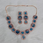 Jaipuri Gold Plated AD Choker Earrings Set For Wedding